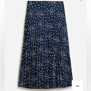 J. Crew Blue and White Pleated Midi Skirt